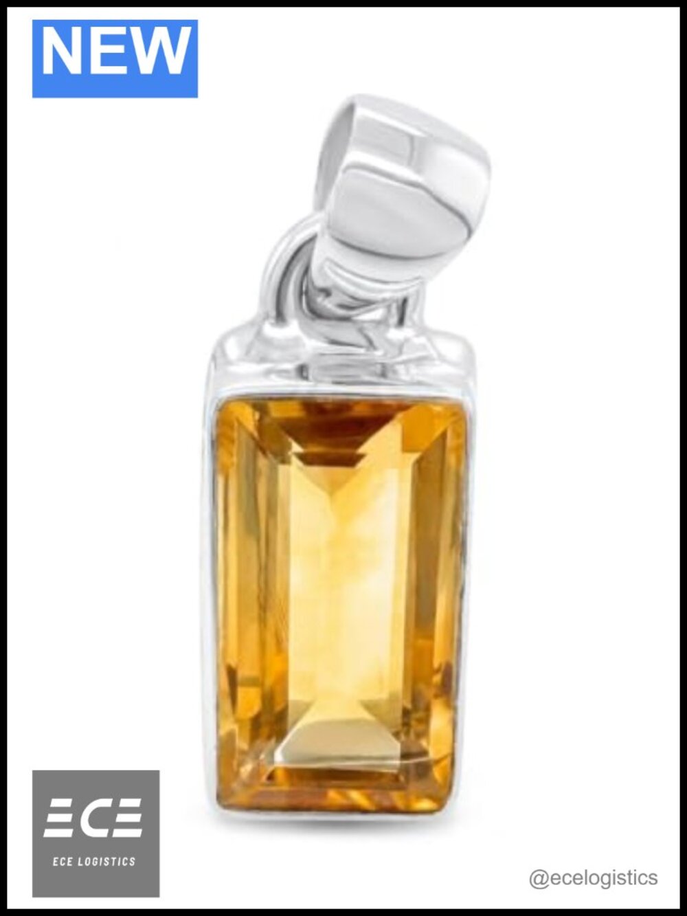 Natural Golden Citrine 925 Sterling Silver Pendant Necklace Handmade Gift